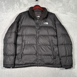 North Face Jacket Mens L Black 700 Down Quilted Puffer Nuptse 2017 *FLAWS